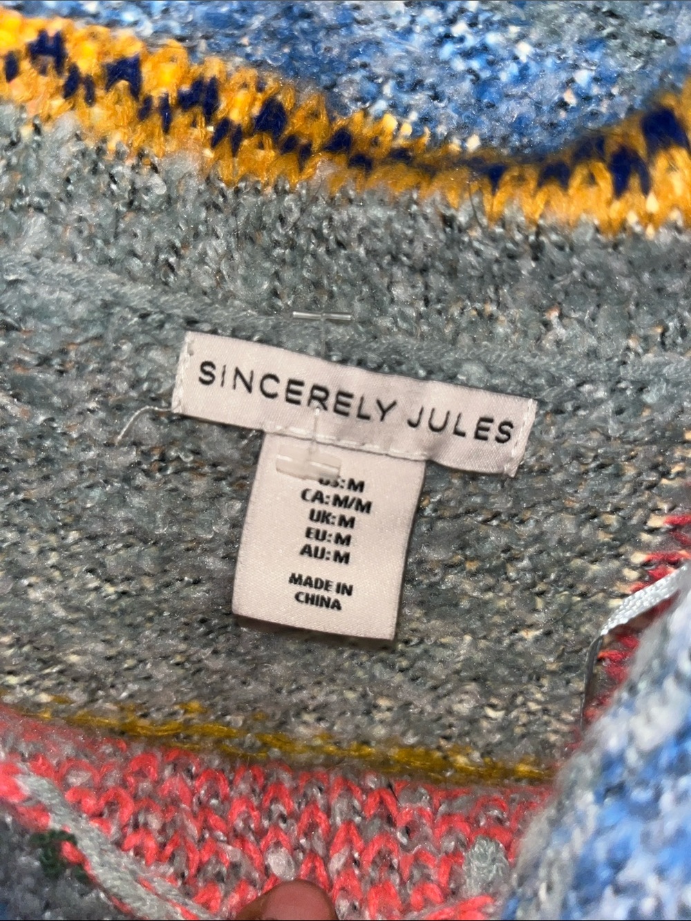 Sincerly Jules Multicolor Cropped Turtleneck Sweater - Pink, Blue & Yellow - Picture 7 of 8